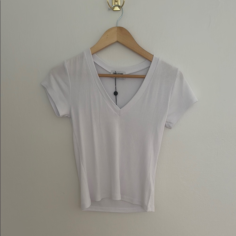 Classic White V-Neck Women's Top
